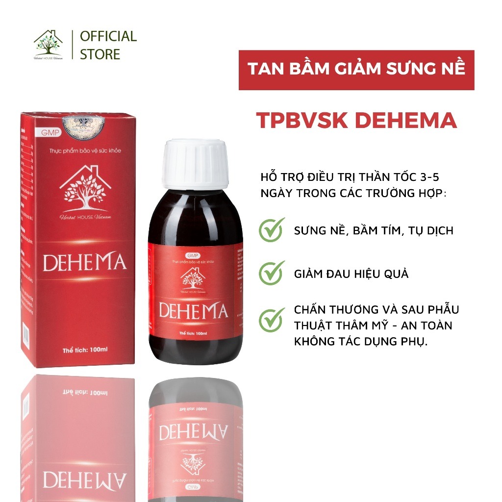 Dehema hỗ trợ giảm sưng nề tan nhanh bầm tím